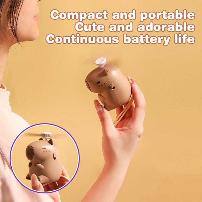 Neck Strap Capybara Hanging Neck Fan Small Size Usb Charging Handheld Fan Cartoon Air Cooler Cooling Fan Outdoor
