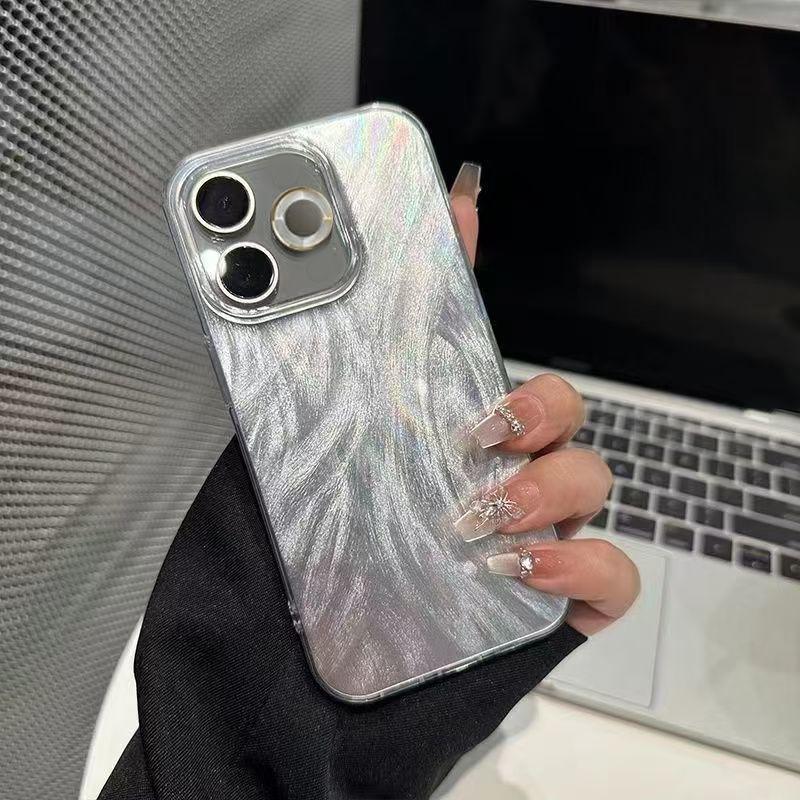 EUCAGR For OPPO A6 Pro 5G Phone Case OPPO A6 Pro 4G Case OPPO F31 5G Anti fall Luxury Laser Silver Gradient hard Back Cover