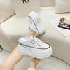 Denim Platform Wedge Ladies Slippers Lace Up Chunky Sneaker Casual Comfy Breathable Autumn Bao Toe Shoes Zapatillas De Mujer