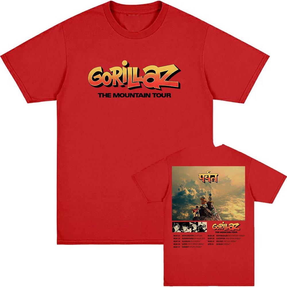 Gorillaz The Mountain Tour 2026 T-shirt Short Sleeve Loose Men/Women Tshirts Fashion Loose Unisex Streetwear Hip Hop Clothes