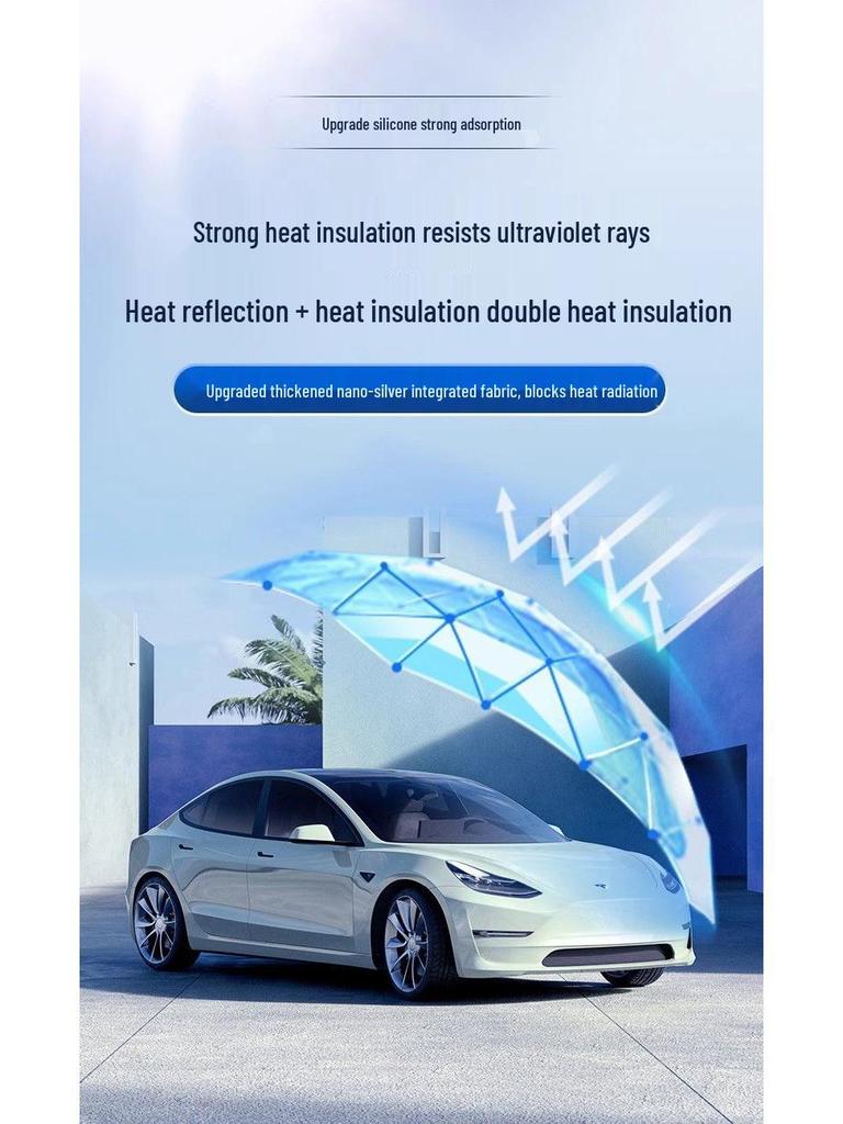 Tesla Model Y/3 Sunroof Heat Insulation Sunshade - Silicone, Electrostatic Adsorption