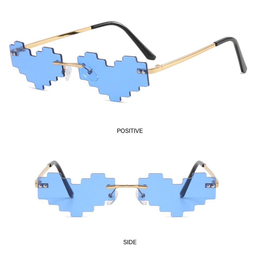Novel Cosplay Festival Party Shades Gamer Robot Sunglasses Heart Glasses Pixelated Mosaic Glasses