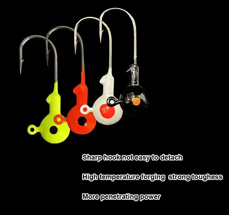 Luya Bait 34pcs 1 Set 17pcs Metal Jig Head Fishing Hooks + 17pcs Soft Worm Lure Grub Silicone Fish Artificial Bait Tackle