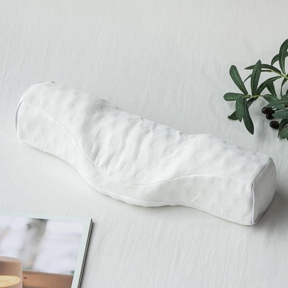 Pernă Cervicală pentru Gât pentru Dormit cu Alinare a Durerii, Pernă Rulou pentru Gât Spumă cu Memorie, Pernă Cilindrică de Călătorie pentru Pat pentru Persoane care Dorm pe Lateral, Persoane care Dorm pe Spate. (albastru)