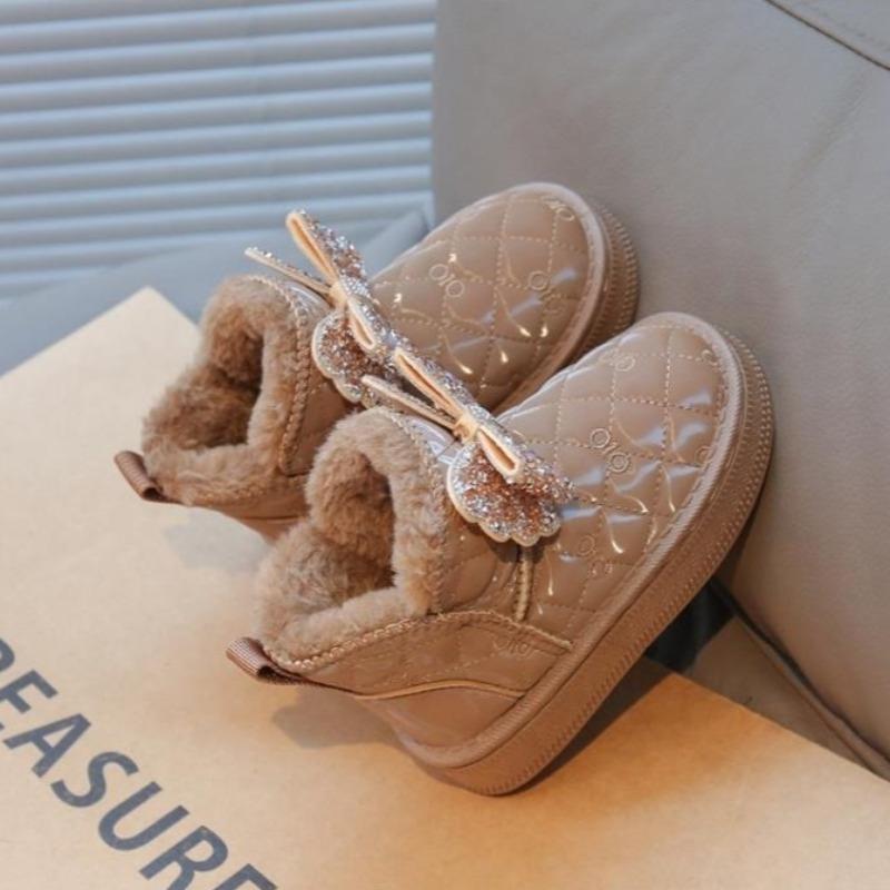 Girls' Warm Princess Snow Boots Winter Fleece-lined and Thickened Cotton Shoes Children's Non-slip Thick-soled Short Boots