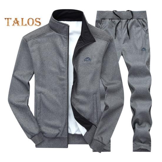 

2 шт./компл. мужской спортивный костюм с воротником-стойкой, длинным рукавом, застежкой-молнией, пальто, эластичный пояс с завязками, длинные брюки M темно-серого