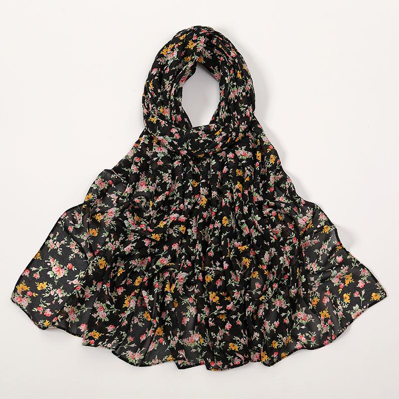 Modischer Blumenmuster Chiffon Schal Für Muslimische Frauen Chiffon Hijab Mode Damen Elegante Lange Schals Wickeltücher Fabrik