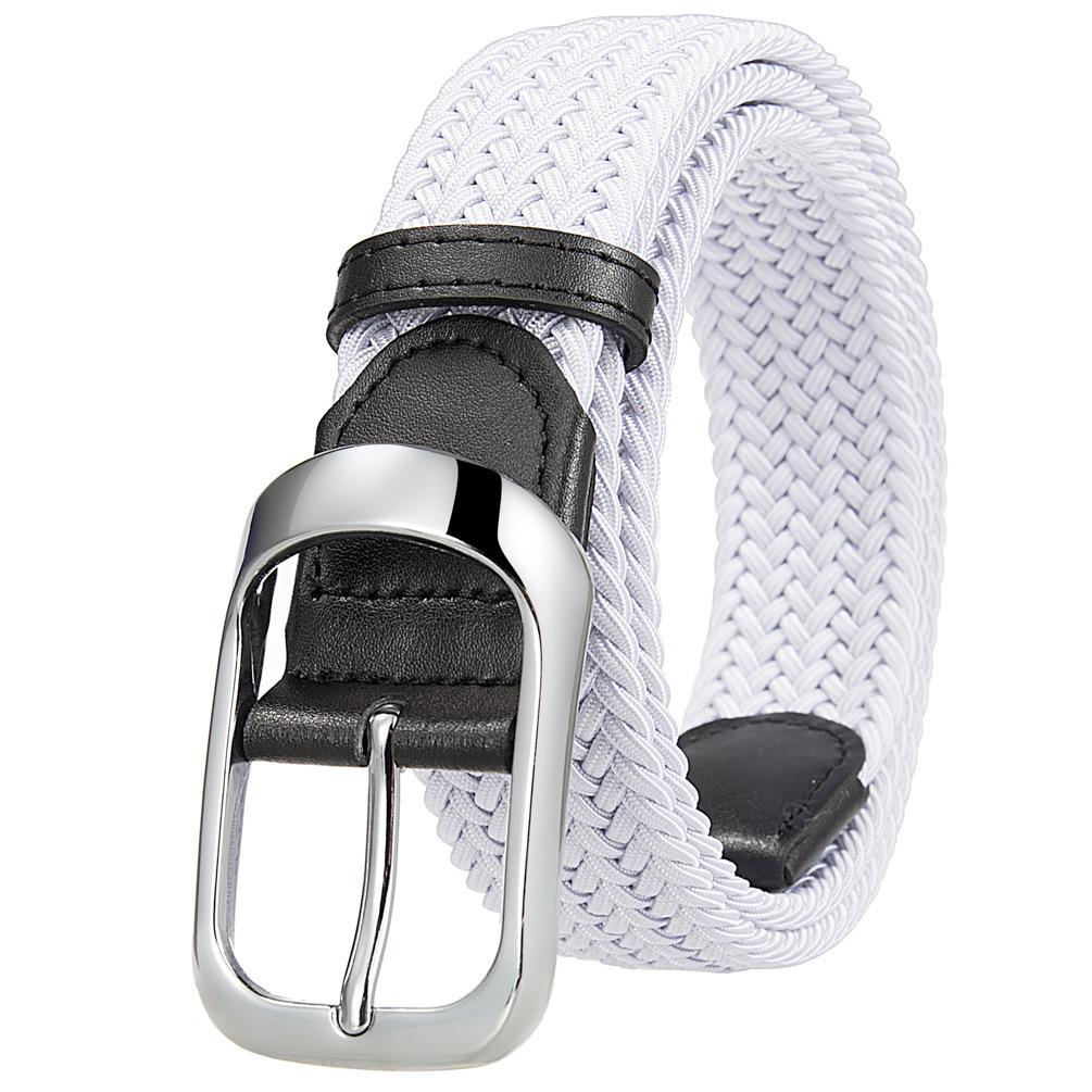 

New 3.5cm elastic braided pin buckle belt alloy pin buckle elastic belt 105cm білий