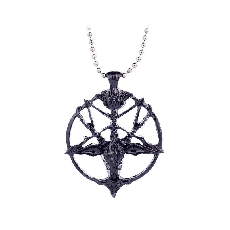Vintage skull, Pan Shen sheep head necklace, circular pendant, pendant, women's autumn and winter sweater chain, European and American accessories