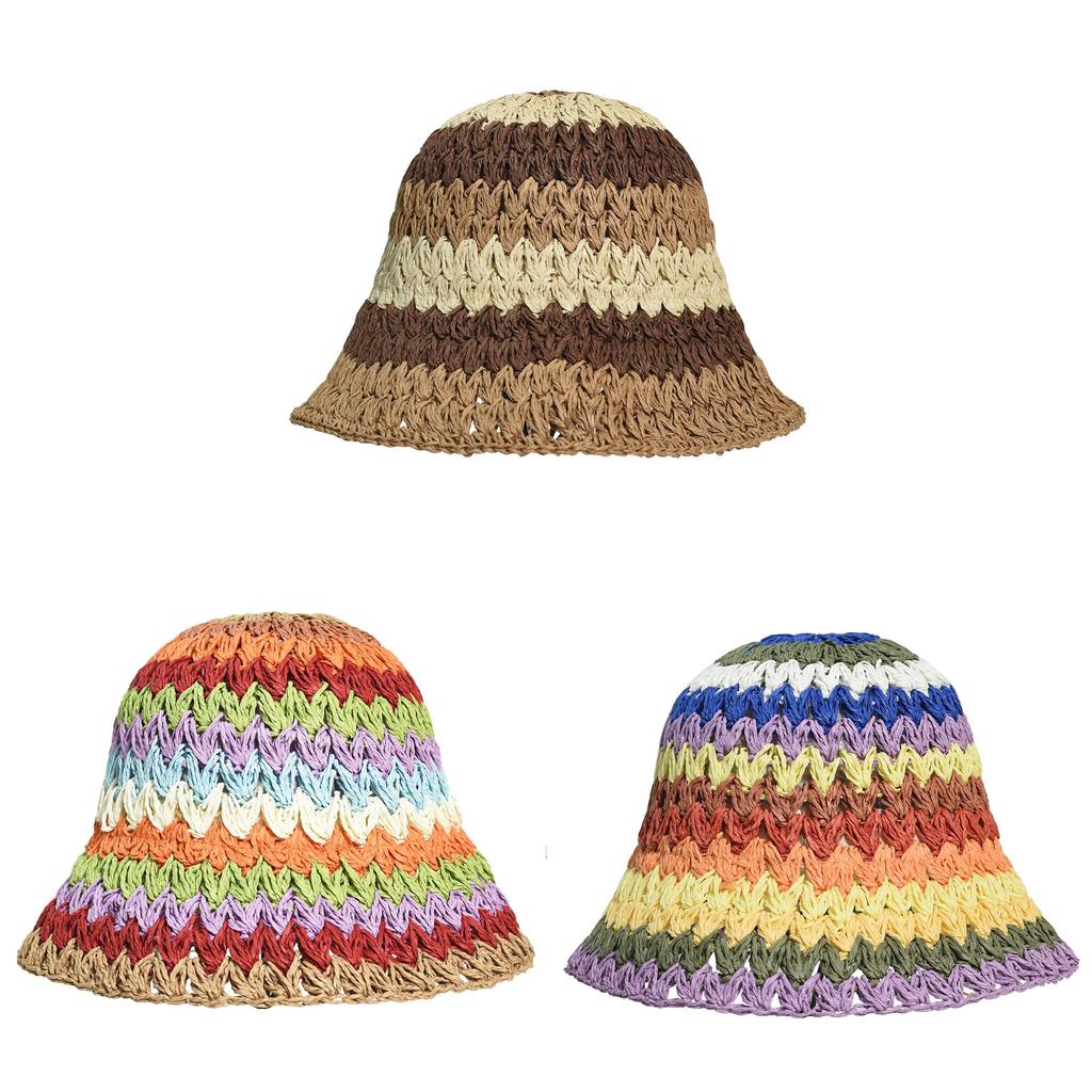 Rainbow Grass Bucket Hat With Wide Brim For Sun Protection And Summer Wear