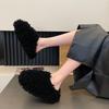Chunky Platform Curly Plush Slide Slippers Women's 2026 Autumn Winter Warm Height Increasing Cotton Shoes for Indoor Comfortable