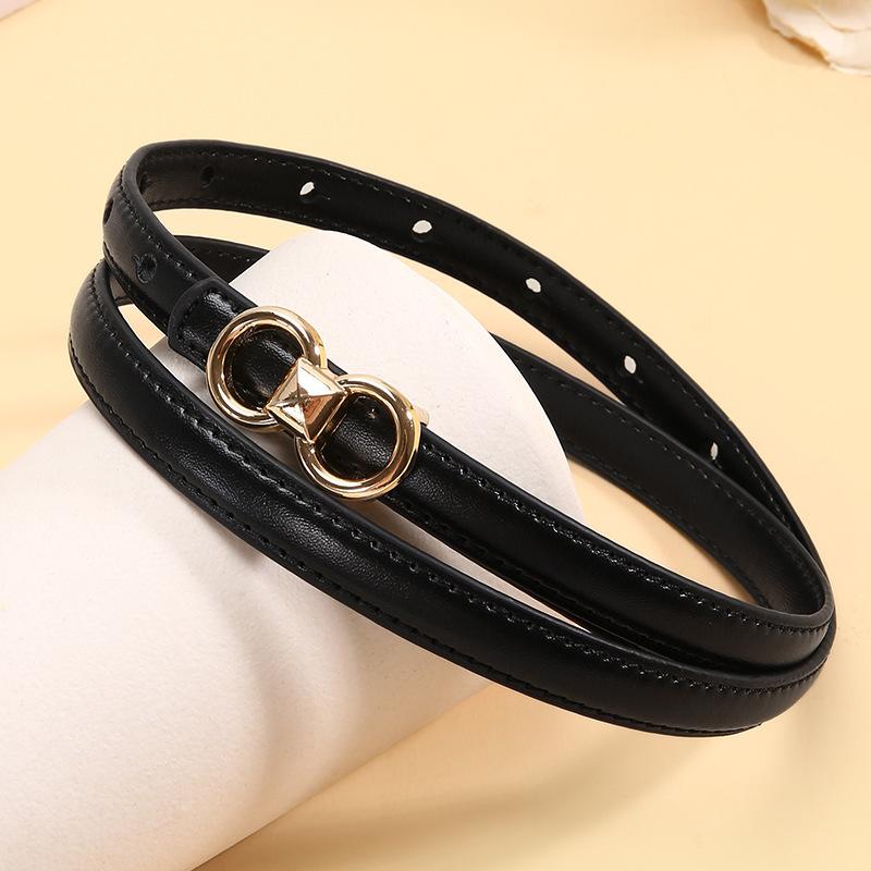 Summer Dress Decorative Leather Thin Belt Ladies Style Suit Thin Belt Black Jeans Belt