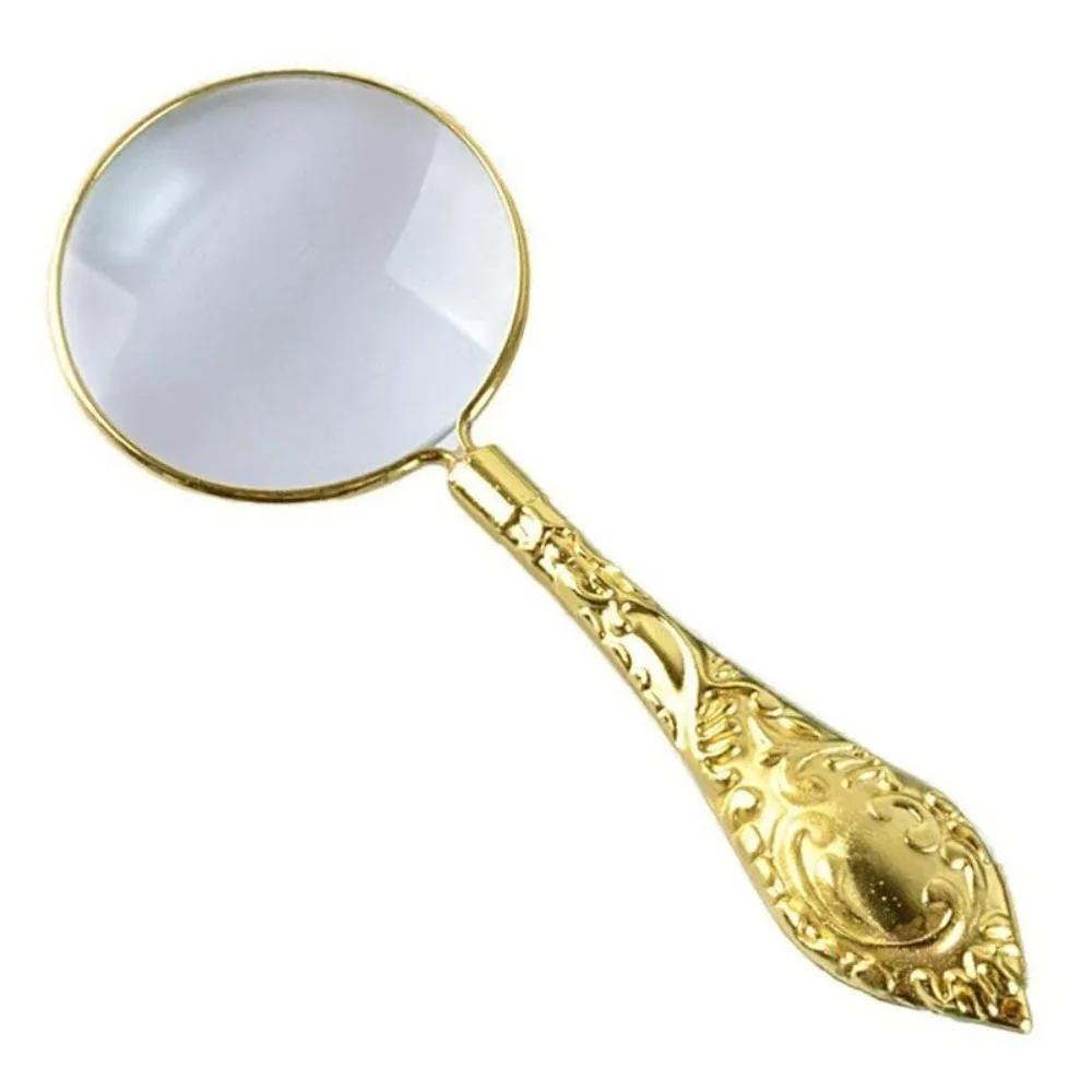 Magnifying Glass with Handheld Portable Tools for Seniors Reading and With Exquisite Patterned Handles European Style