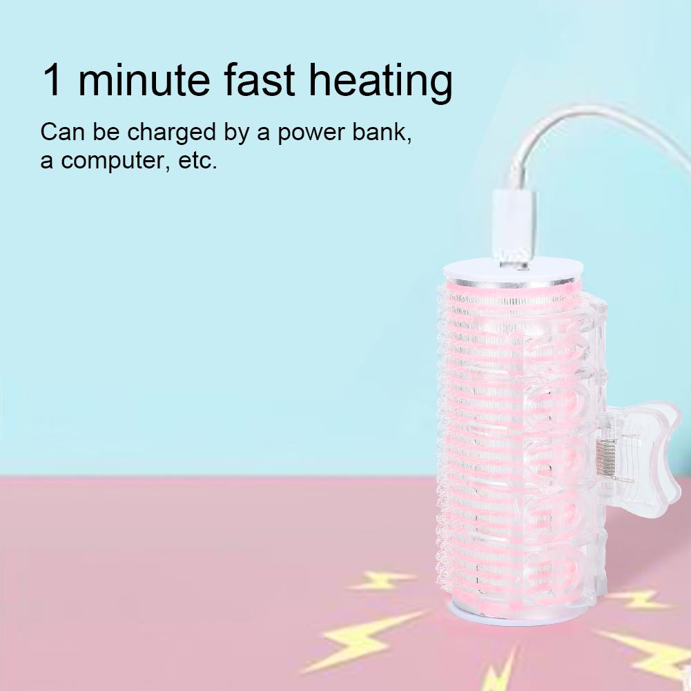 USB Portable Hair Roller Bangs Curling Hair Styling Tool Mini Electric Hair CurlerPink