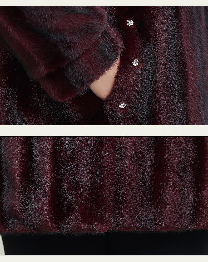 Mink Velvet Mid-Length Winter Coat for Middle-Aged & Elderly Women