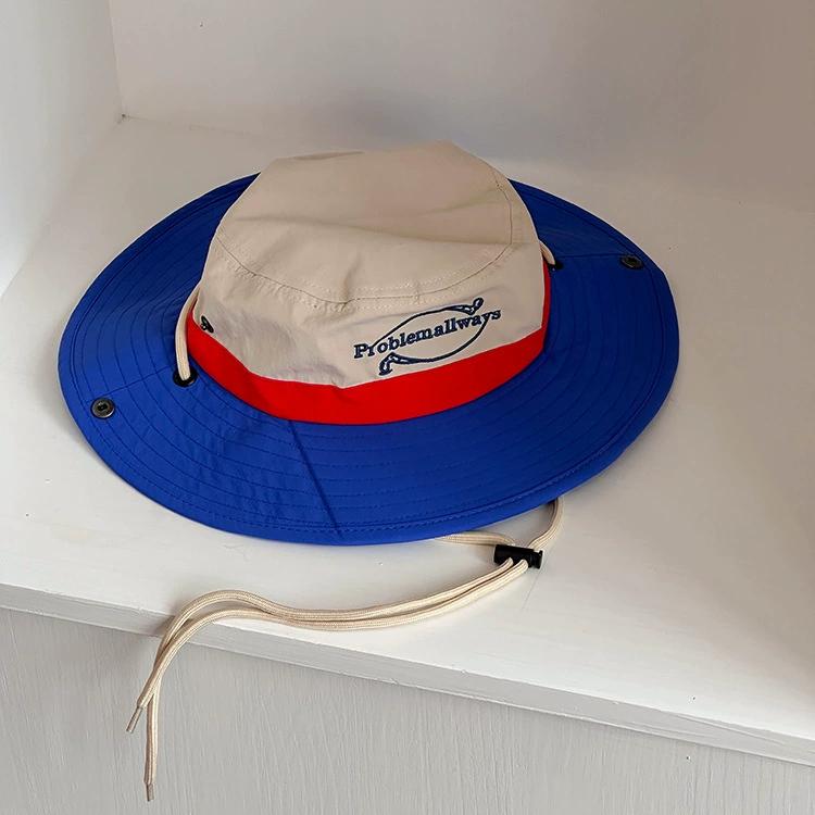 Color matching parent-child bucket hat summer thin big brim sun hat boys and girls baby outdoor camping sun protection hat