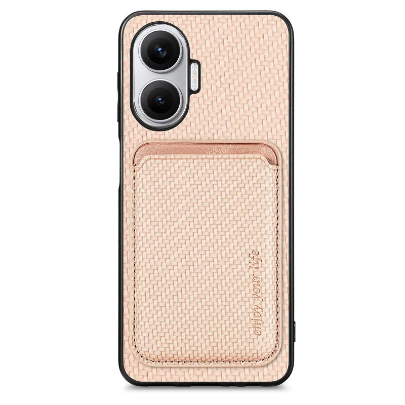 For POCO F7 G  Wallet Card Holder Cover for Xiaomi POCOF7 Redmi Turbo 4 Pro Wireless Charger Magnetic Carbon Fibre Case