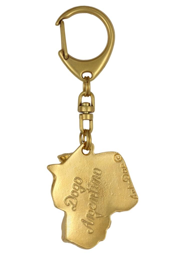 Dogo Argentino - Gilded Key Ring with Dog In Gift Box, Handbag Decoration, Luxury Accessory by Art-Dog Brand