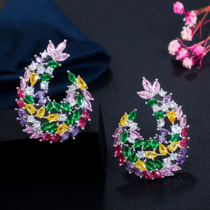 WWJ Vogue Style Cubic Zircon smykker Hvit gylden farge runde øredobber julegave