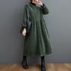 Autumn Plus Velvet Long Sleeve Large Size Women's Dress Corduroy Casual Warm Coat