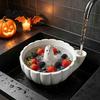 Rotating Berry Strainer Basket Self Spinning Washing Bowl Halloween Ghost/Pumpkin Swirl 3D Kitchen Gadget for Healthy Living Printed Fruit Vegetable