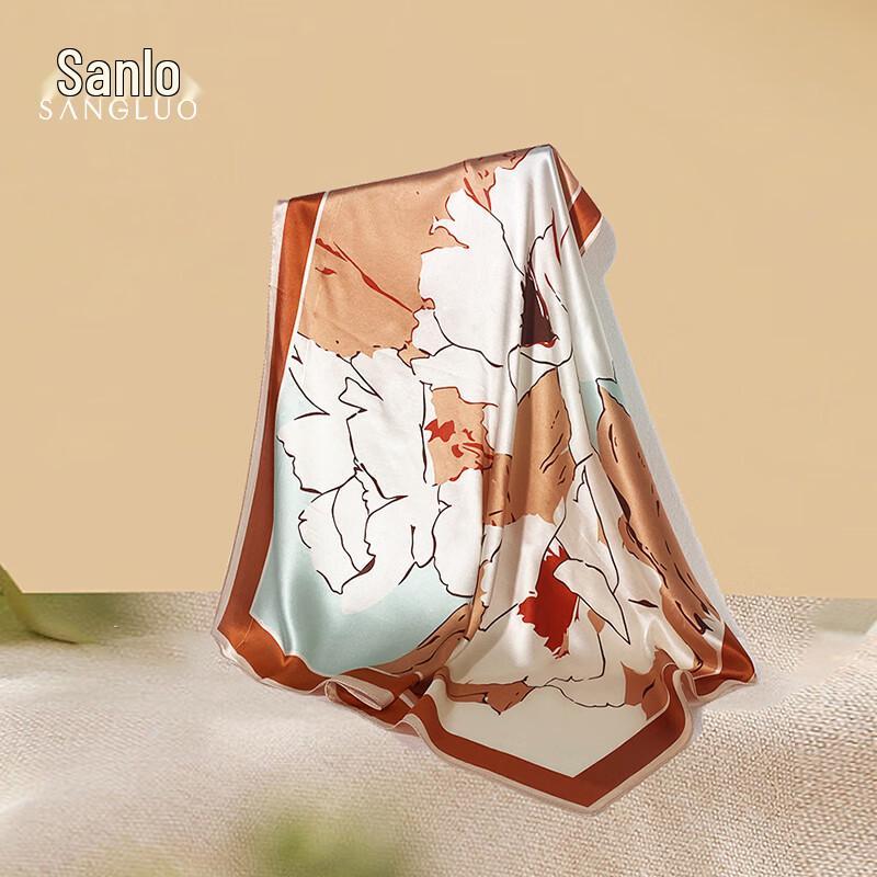 Sangluo Mulberry Silk Crepe Satin Scarf One Size (70x70cm)