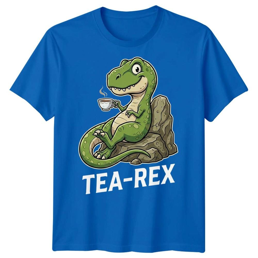 Tea Rex Funny Dinosaur Drinking Tea Unisexs T Shirt Graphic Novelty Tee