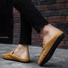 Half Shoes for Men Loafers Slippers PU Leather Man Slides Breathable Mules Closed Toe Sandals Outdoor Lightweight Slip On Flats
