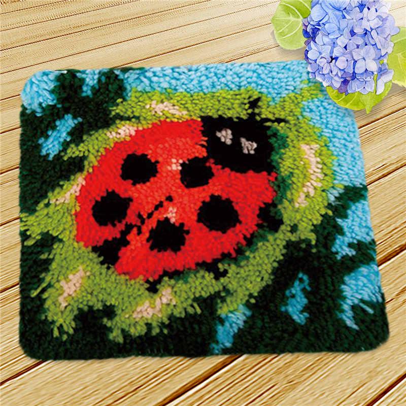 Nicediy Embroidery Latch Hook Rug Canvas Kits Carpet Latch Hook Kits DIY Knitted Fomiaran for Needlework Cross Stitch Crocheting