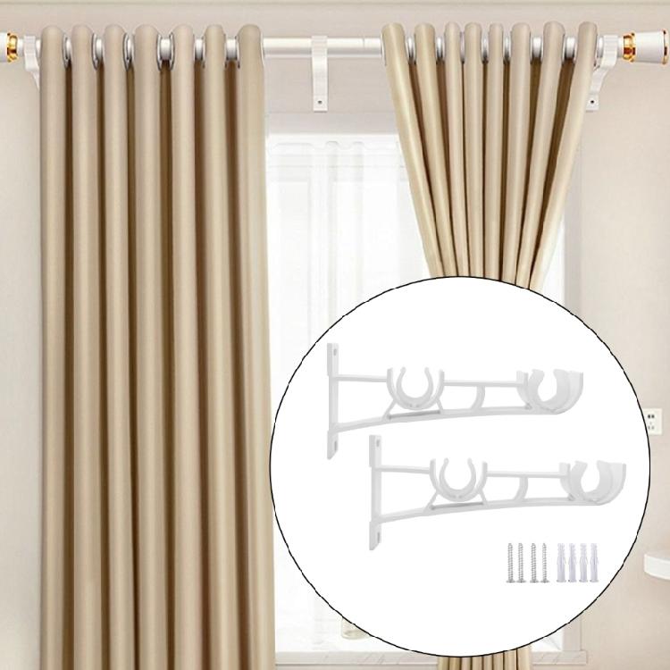 8 Pack Double Curtain Poles Holder White Metal Drapery Rod Support Wall Brackets with Screws for Living Room and Bedroom