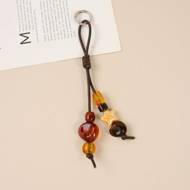 Handwoven Resin Keychain Phone Strap Bag Charm Style Lightweight Accessory for Women Men