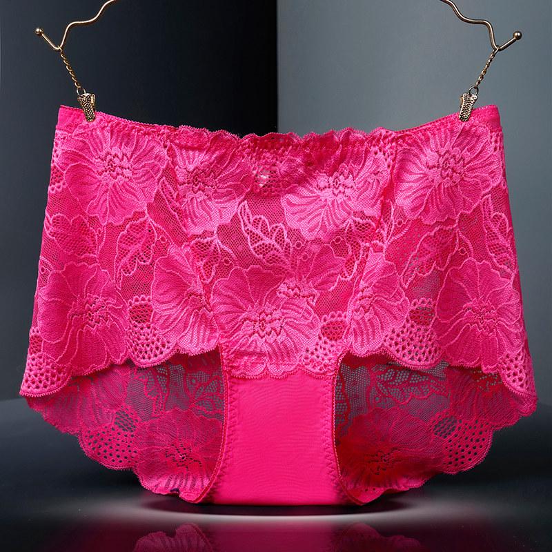 Yu Mei 319 Women's Plus Size High Waist Lace Trim Cutout Panties