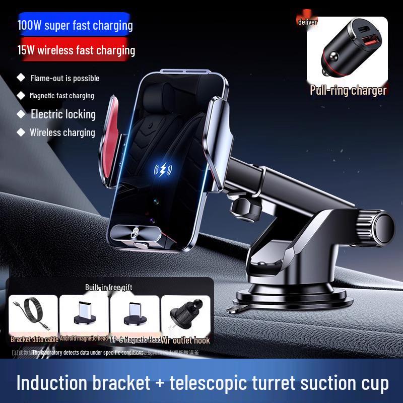 2025 Magnetische Kabellose Handyhalterung & Schnelllader mit Lüftungsschlitz- und Armaturenbrett-Saugfuß