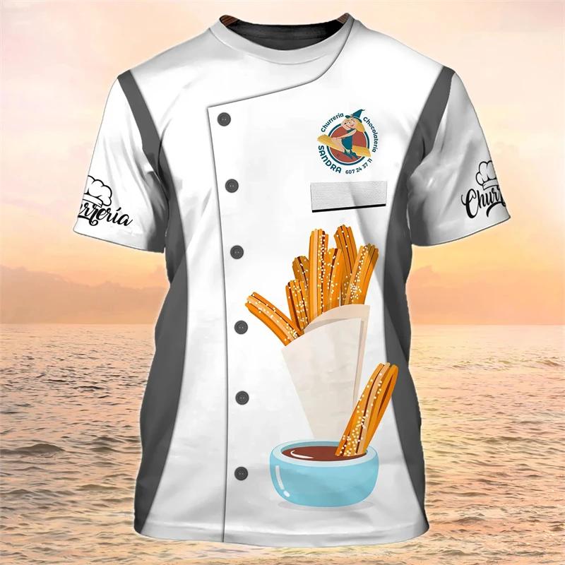 Summer 3D Graphic T-shirt for Men and Women, Breathable and Quick-drying Kitchen Uniform, Baker's Pastry Fun Top