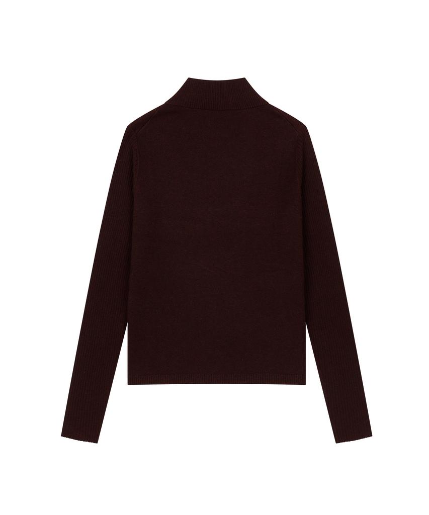 Ohesio Argyle Half Neck Ribbed Knit, Burgundy