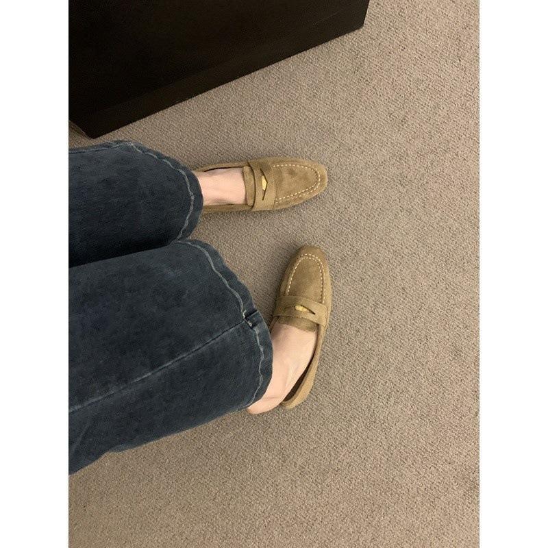 Retro flat-soled single shoes women's shallow mouth spring new temperament black one-pedal soft-soled Doudou shoes