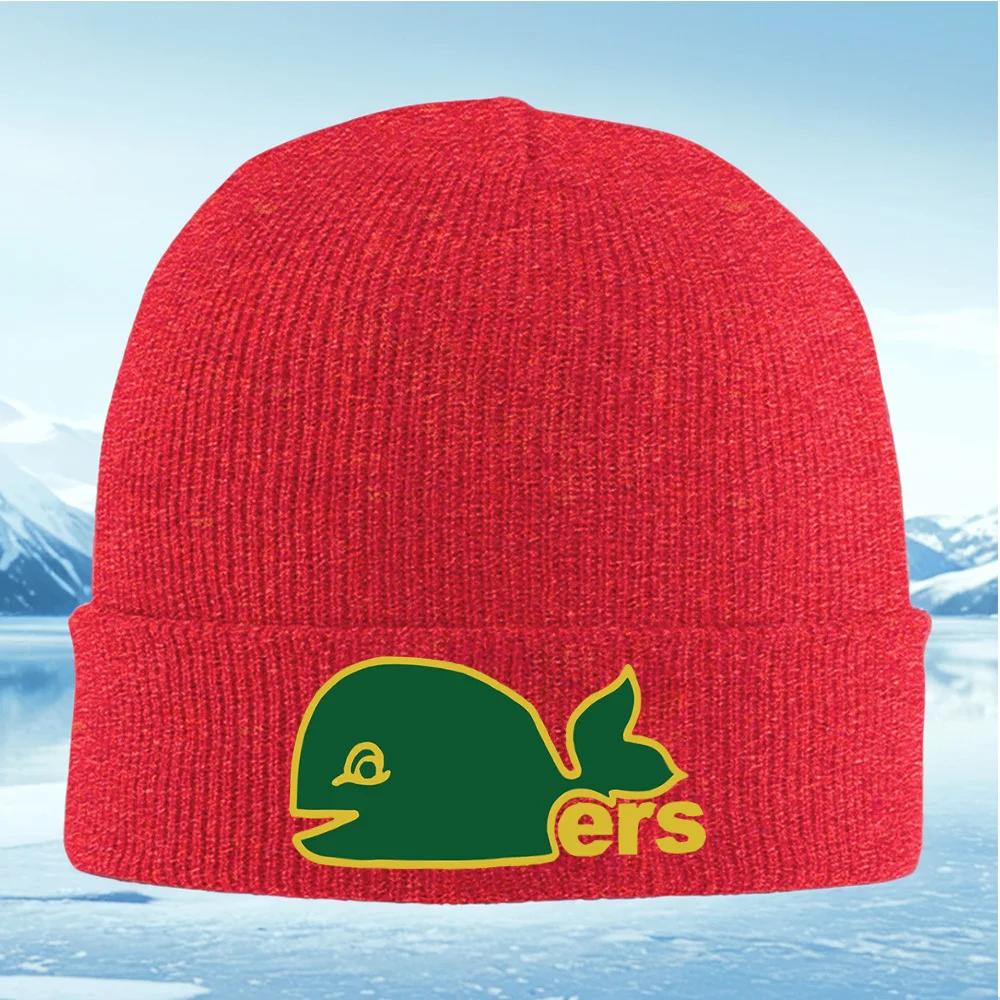 Whale Shape Logo Design Unisex Women Unisex Knitted Hat Beanie Pullover Cap Winter Thermal Warm Christmas Outdoor Cycling Hiking Sk