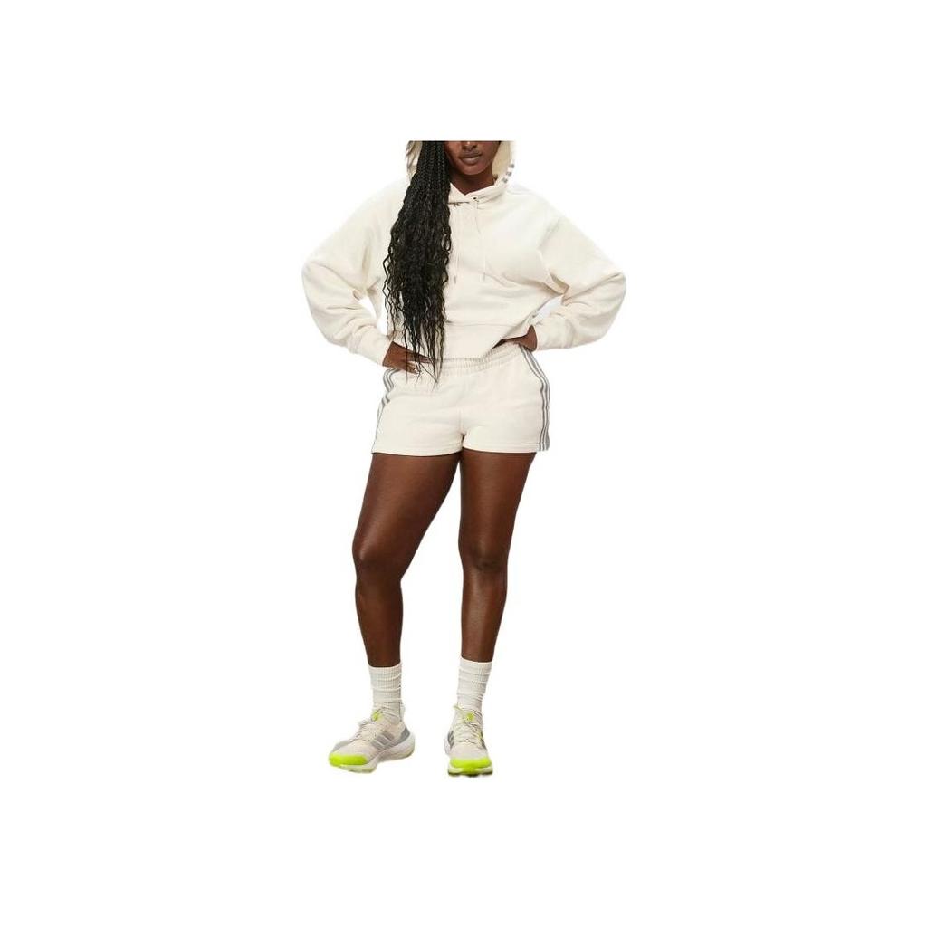 Adidas Originals X Ivy Park Solid Color Cropped Pullover Long Sleeve Hoodie Women hoodies White HY2649