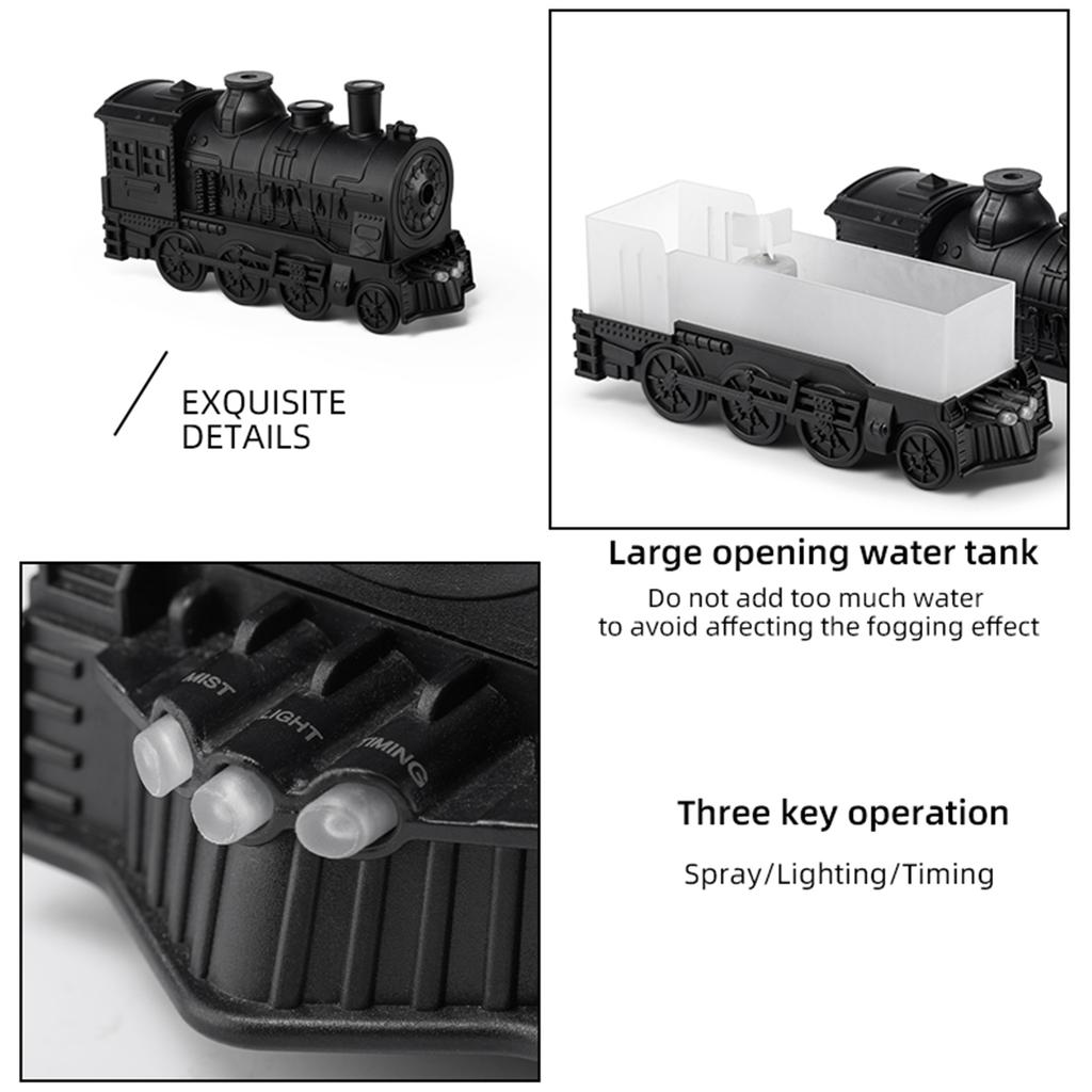 300ML Vintage Steam Train Air Diffuser Humidifier with 2-Color LED Light/2 Mist Modes Essential Oil Diffuser for Home Decor Gift