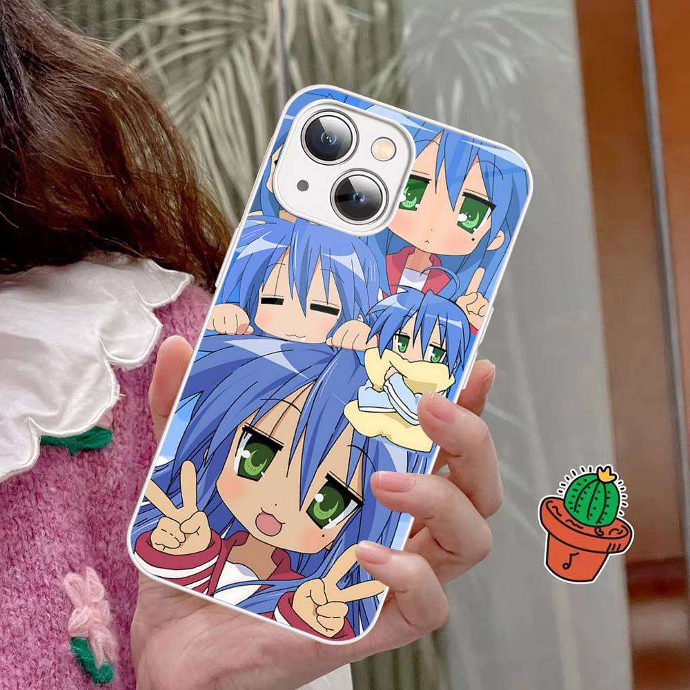 Anime Girl Lucky Star For IPhone 14 13 12 Mini 11 Pro XS Max X XR 14 Plus Tempered Glass Cover
