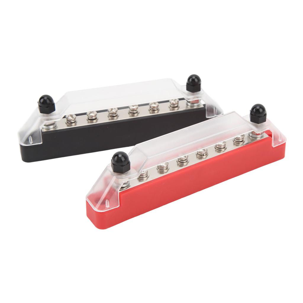 2Pcs Busbar 150A Black And Red RV Ship 8 Ways Busbar M6 High Current Stud Power Distribution Block DC12V To 48V