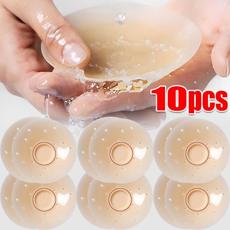 10Pcs Men Nipple Cover Solid Silicone Invisible Shirts Tights Suit Anti-Bulge Nipple Sticker Soft Breathable Waterproof for Men
