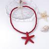 Vintage Rope Chain Necklace Large Pendant Bohemian Necklace Trendy Starfish Pendant Necklace Party