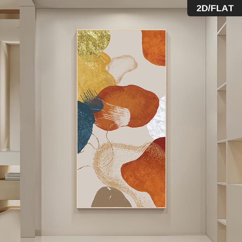 

1 modern abstract art canvas painting Nordic style geometric color block living room decoration painting light luxury gold foil (as the picture,50x100cm No Frame)