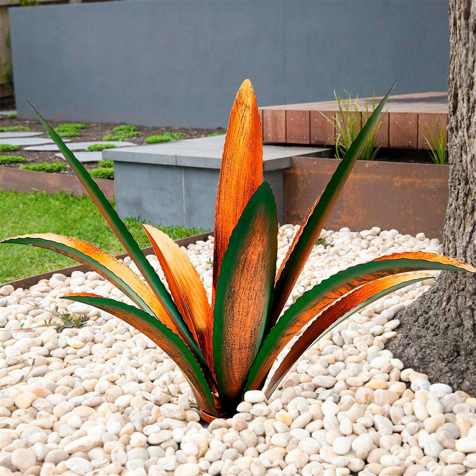 

17-дюймовая металлическая художественная текила в деревенском стиле, скульптура для сада и двора, домашний декор, 9 листьев One Size зелёный