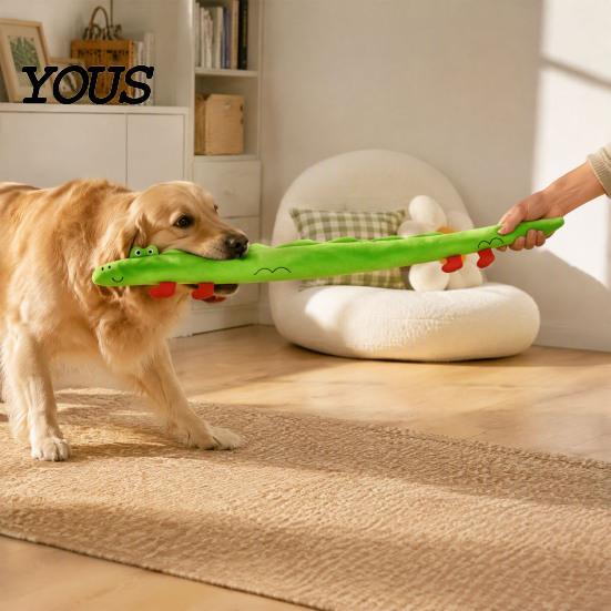 Durable Chew Toys for Small Medium Large Breeds 40 Inch Extra Long Plush Squeaky Dog Toy, Soft Cartoon Crocodile Duck Engaging Sound Paper Puppies