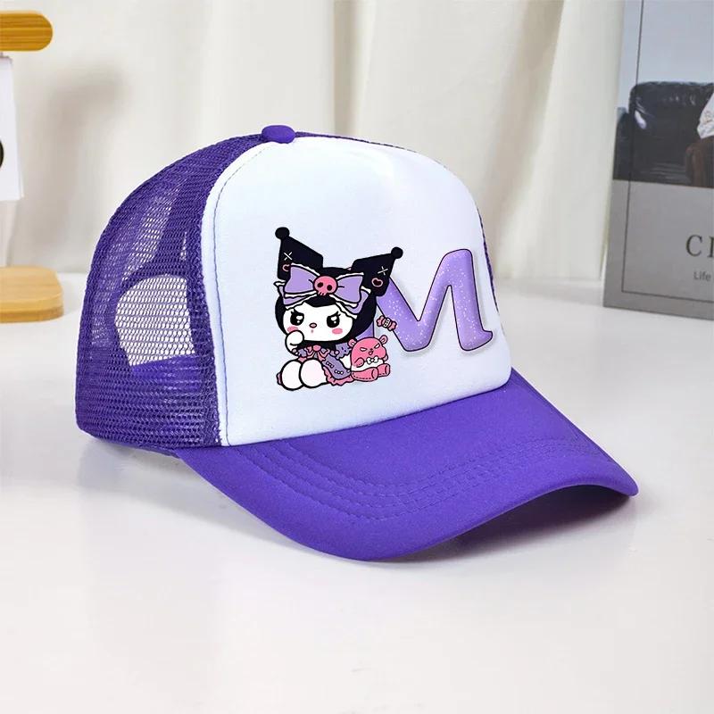 Kuromi Girls Baseball Caps English Letters Cartoon Hat Children Casual Hat Cute Sanrios Adjustable Peaked Cap Kids Birthday Gift