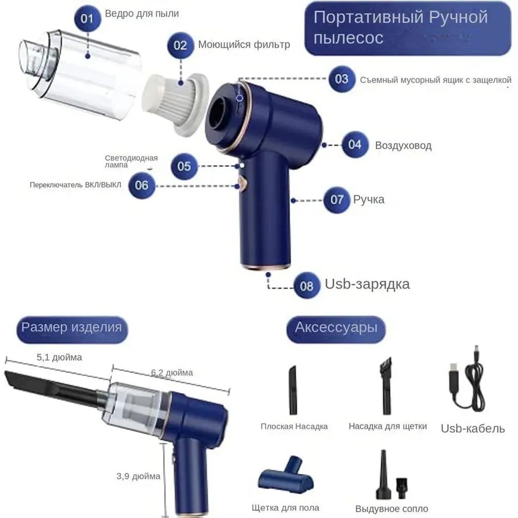 Wireless Car Vacuum Cleaner Handheld Home Vacuum Cleaner Three In One Large Suction Power Portable Pet Hair Cleaner