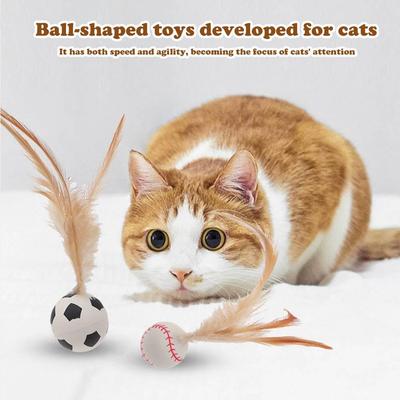 1/3Pcs New Cat Interactive Ball Toys Bouncy Balls with Feathers Indoor Cat Game Toy Feather Cat Training Catcher Pet Toy
