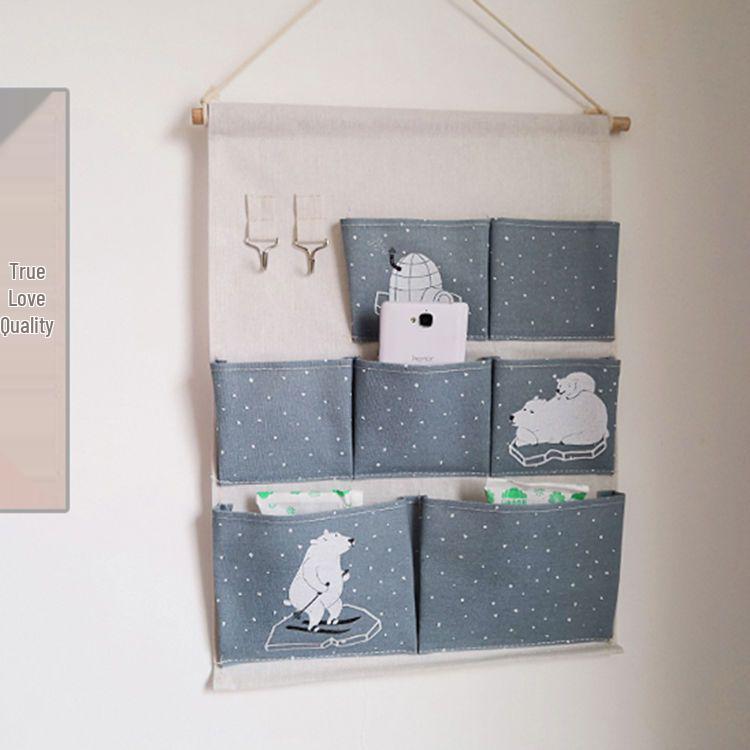 Multi-layer Fabric Hanging Storage Bag for Dormitory and Wardrobe Door, Wall-Mounted Phone Organizer